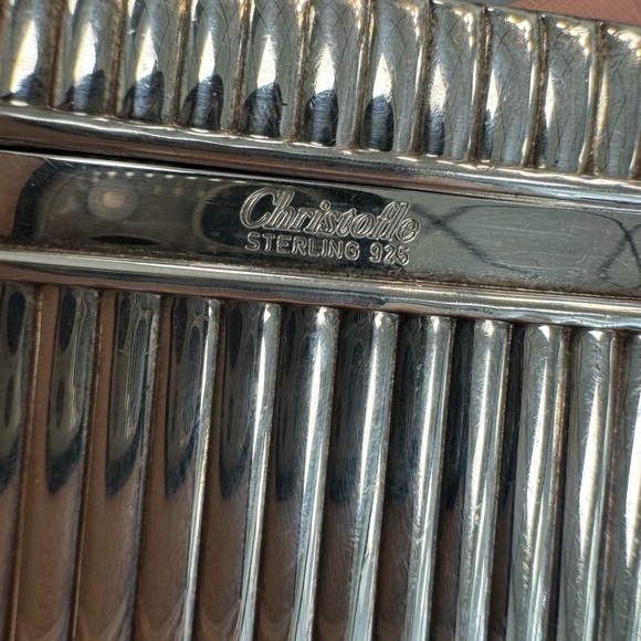 925 Sterling silver Christofle Paris vintage ribbed solid card holder - Picture 13 of 15